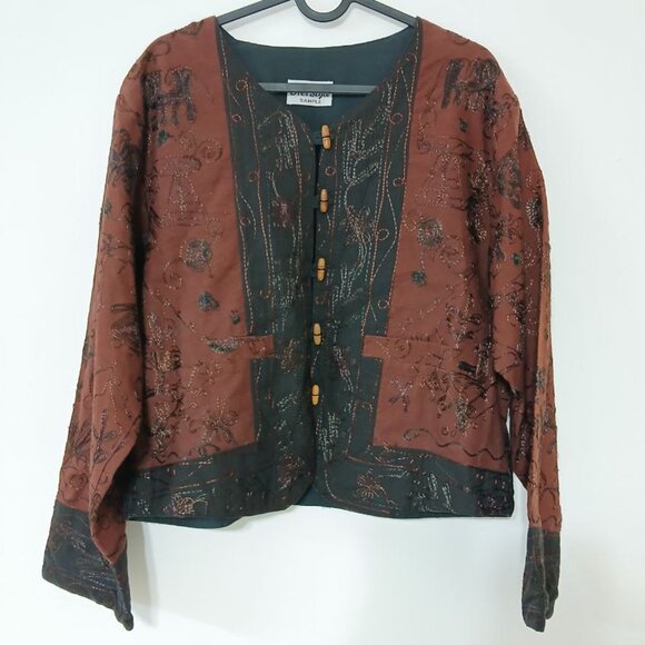 Vintage Her Style embroidered sample jacket, boho cotton, size M - Picture 1 of 14